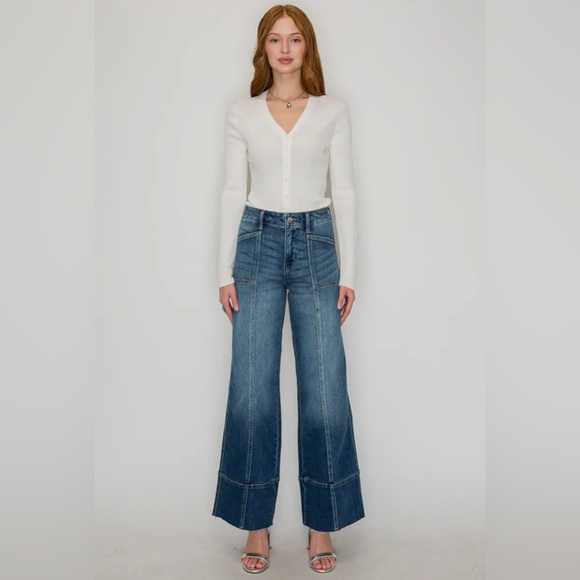 Artemis Vintage Tummy Control Palazzo Jeans Center Seam Wide Leg Dark Wash NWT - Picture 5 of 10